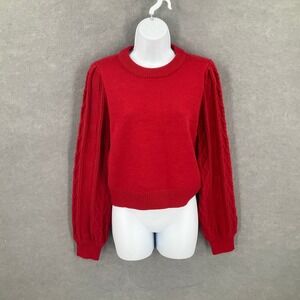 Lulus Red Knit Sweater Cable Knit Long‎ Sleeve Pullover Women's Size M